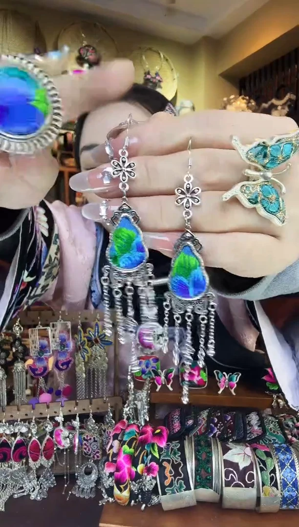 刺绣非遗刺绣民族风耳环