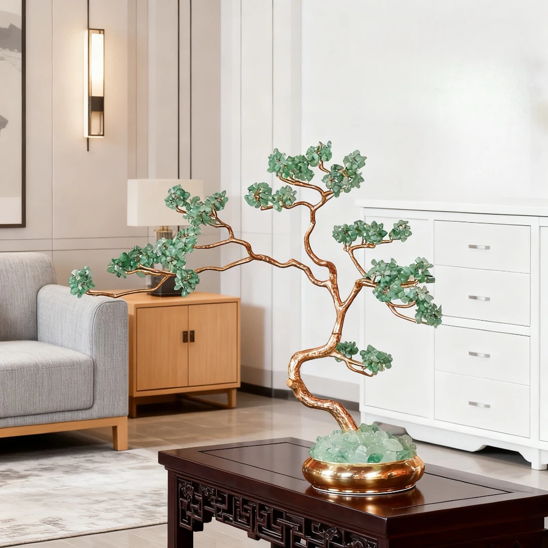 【本尼家】HY72现代轻奢装饰绿水晶树办公室造景玄关壁龛摆件