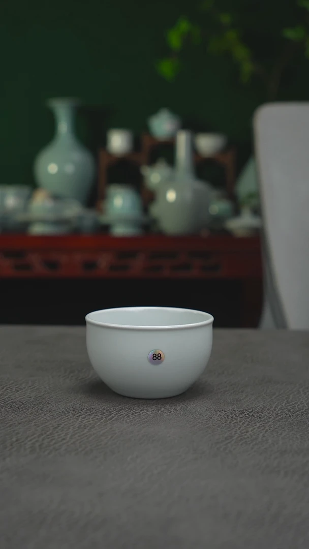 月白釉88号缸杯150cc微瑕-二