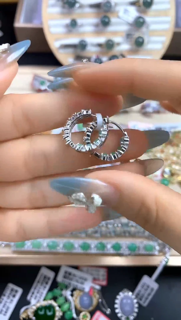 翡翠戒指银S925镶嵌翡翠 蛋面 银S925镶嵌