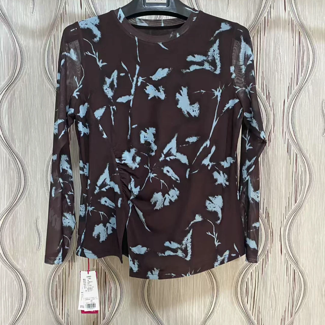 胖人坊大码女装抽褶圆领衫4785 衣长65  116