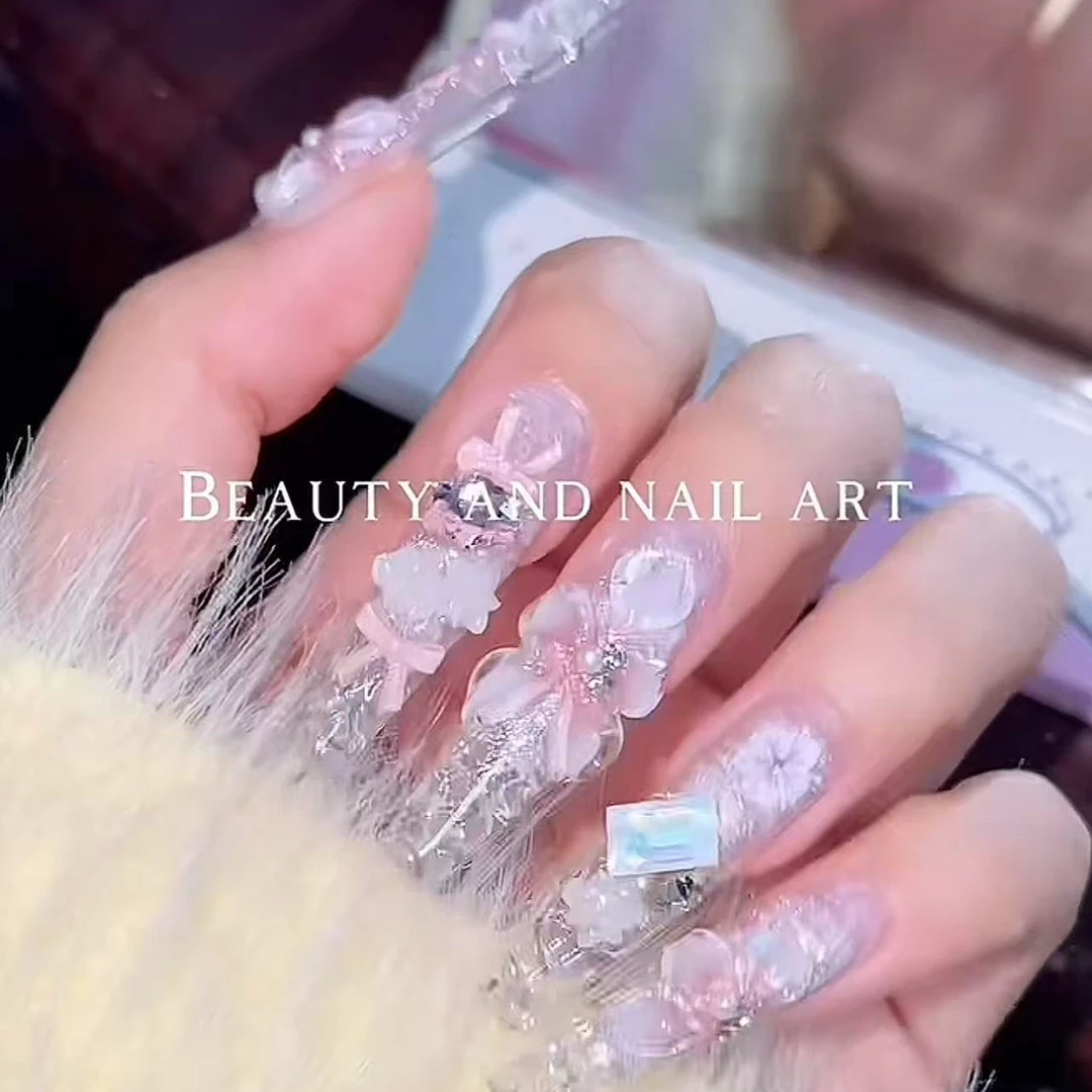 【下单备注编码】手工穿戴甲默认微瑕，掉钻自粘，介意勿拍