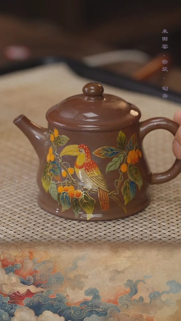 茶壶紫砂胭脂红柴烧潘壶大嘴鸟