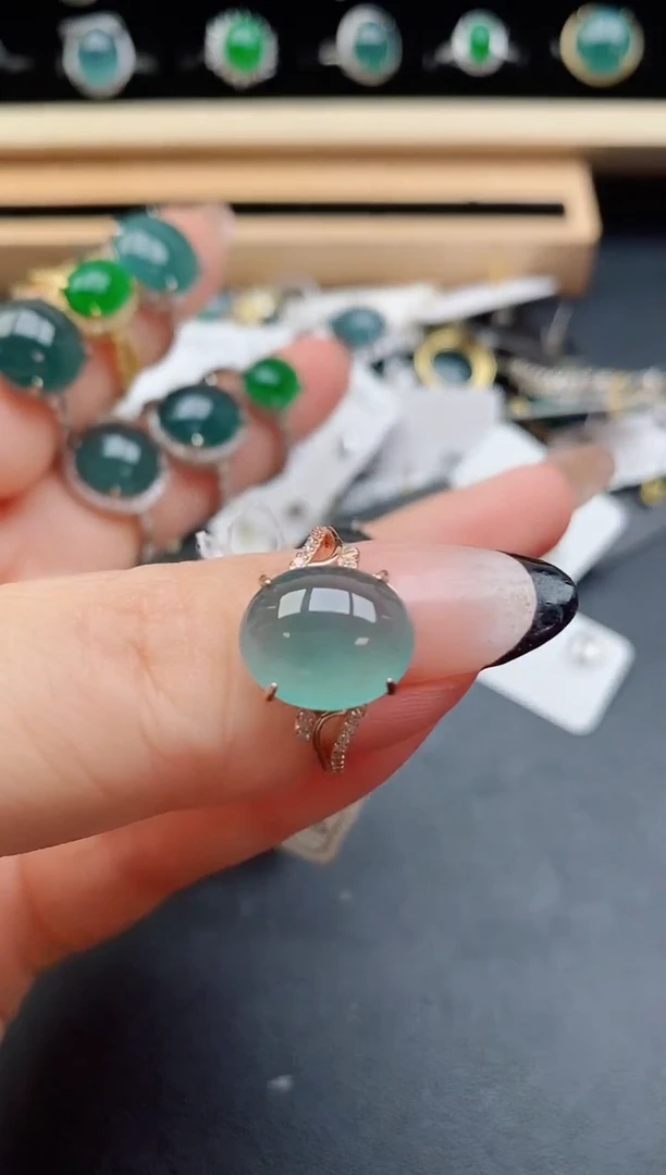 翡翠戒指银S925镶嵌508500