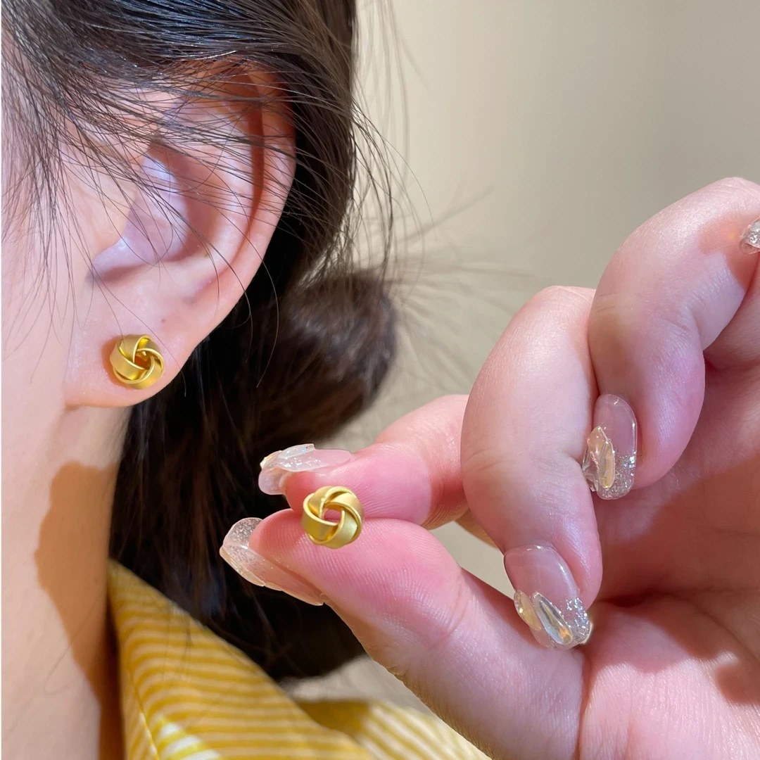 【顺丰配送 次日达】缠绕编织风车耳钉百搭时尚款2025流行 铜合金父亲节礼物