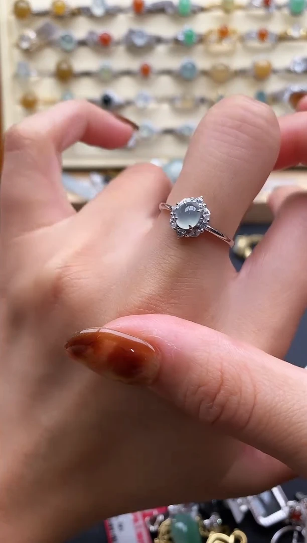 银S925镶嵌戒指翡翠4444444+2