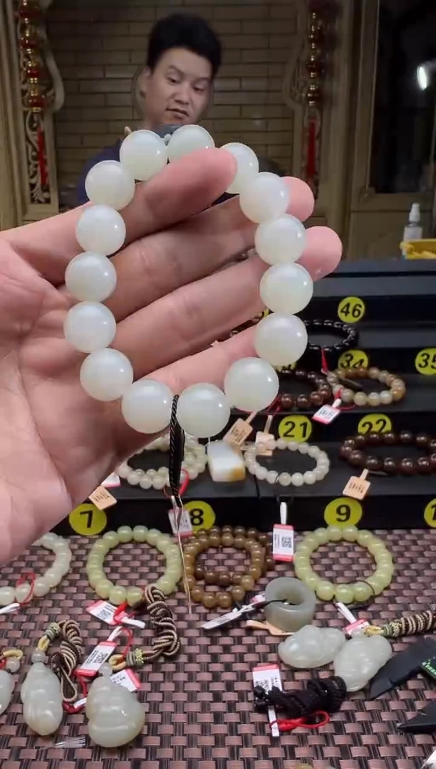 未镶嵌手串和田玉近矿青白玉手串卡14