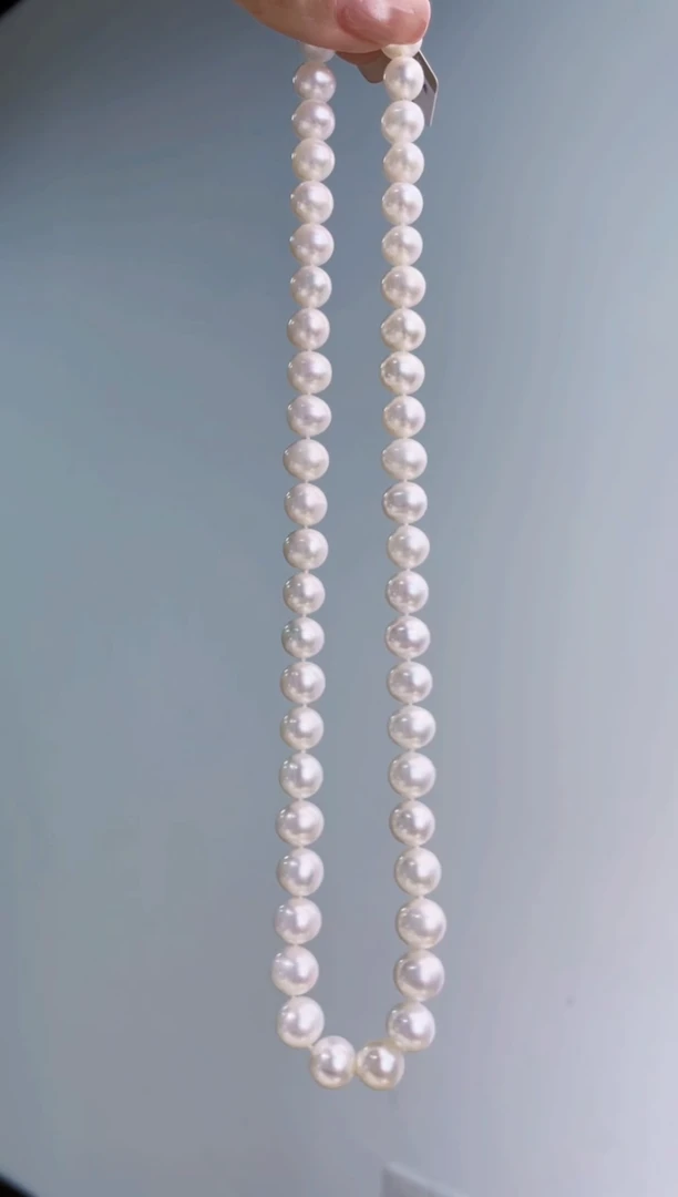 项链银S925镶嵌淡水珍珠9-10MM