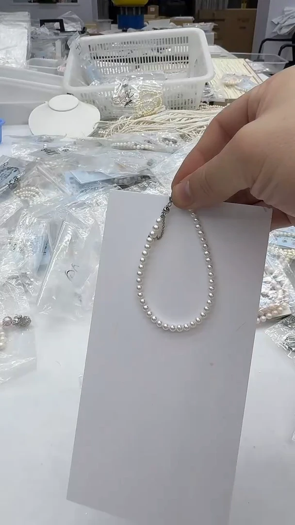 未镶嵌手链淡水珍珠5mm 爱心尾链
