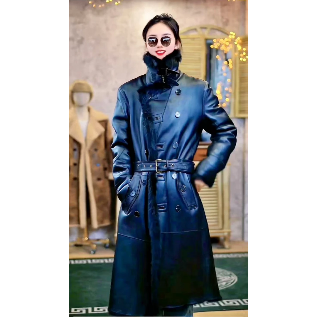 9967秋冬原生态绵羊皮毛一体男超长款真皮皮衣皮草风衣外套