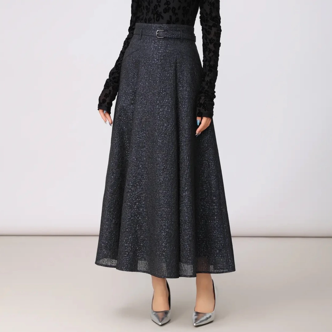 AMASS/阿玛施秋季新款气质高腰中长款显瘦半身裙（附腰带）5200444