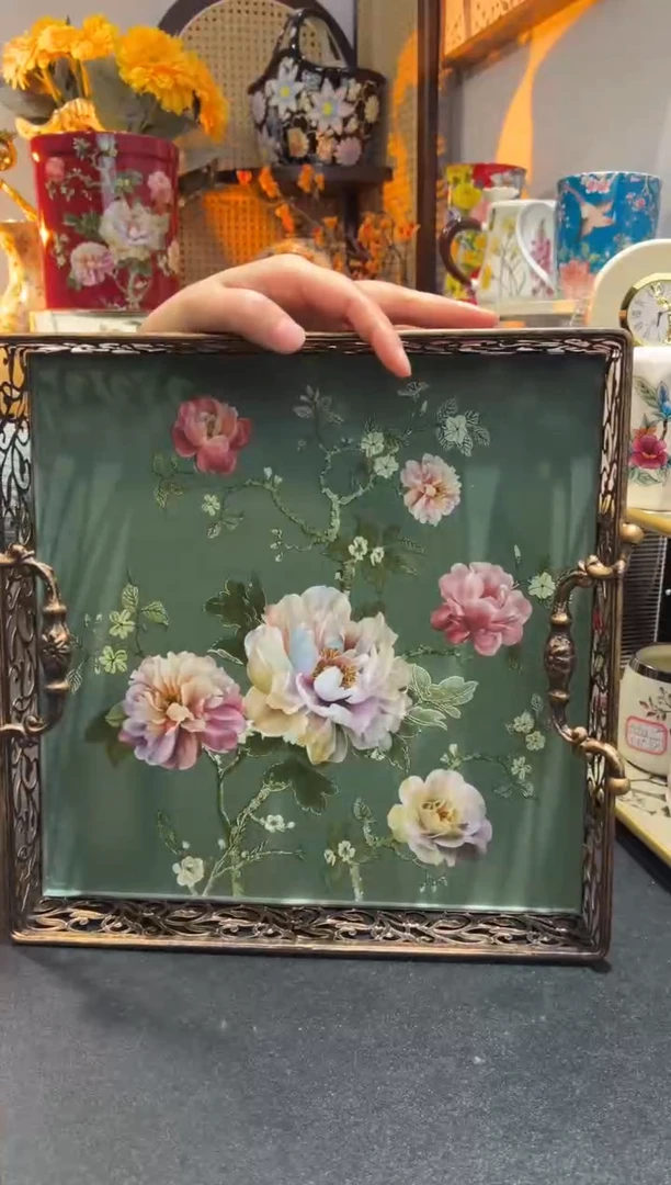 外贸陶瓷家居百货-铁艺拖盘