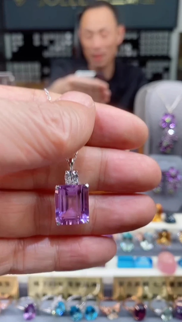 【闪购商品】紫晶吊坠银S925镶嵌紫晶吊坠