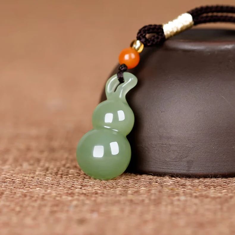 和田玉晴水葫芦吊坠天然玉石福禄挂件儿童玉佩锁骨链手机坠钥匙扣