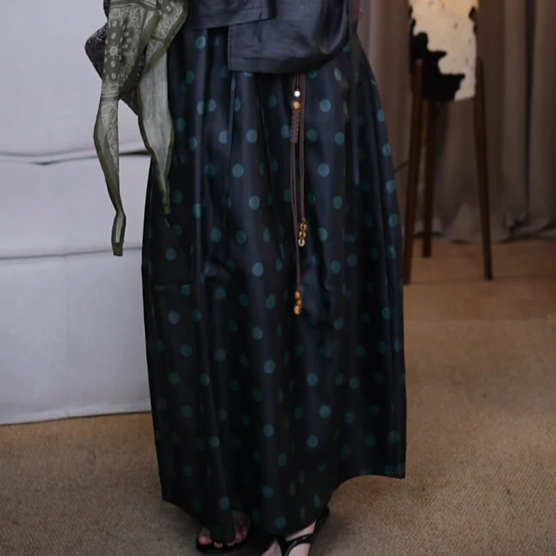 『松韵』100%桑蚕丝香云纱新中式气质极简风格花苞裙