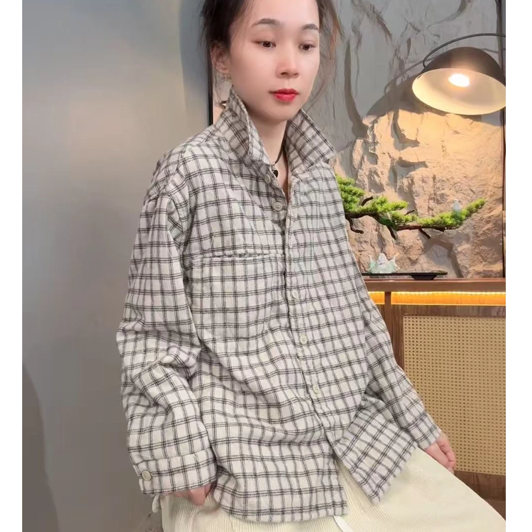 2025新款爆款保暖格子加棉衬衫女款9691