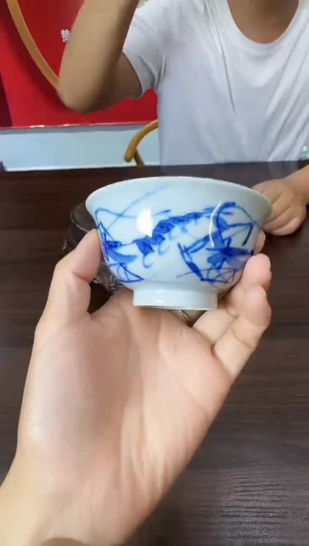 301函夏非遗郭智程sg青花虾画片主人杯