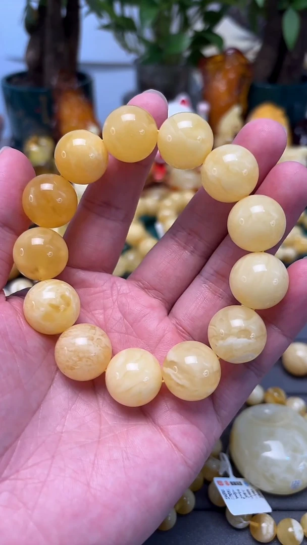 手串蜜蜡未镶嵌p32白花蜡微微瑕蜜蜡单圈 40.12克 17+mm