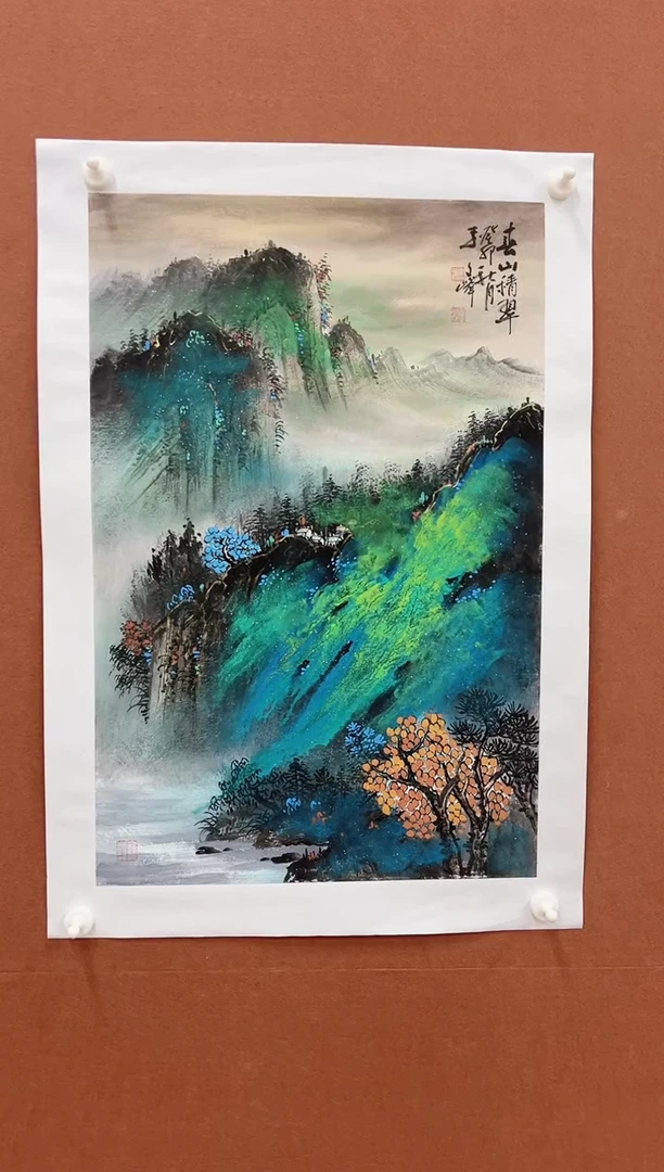 国画李文峰四尺三开泼彩