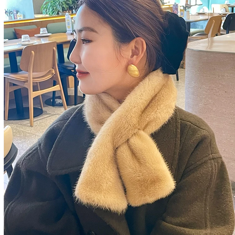 进口天鹅绒级水貂毛整皮直板围巾秋冬女保暖围脖真毛整貂双面毛领