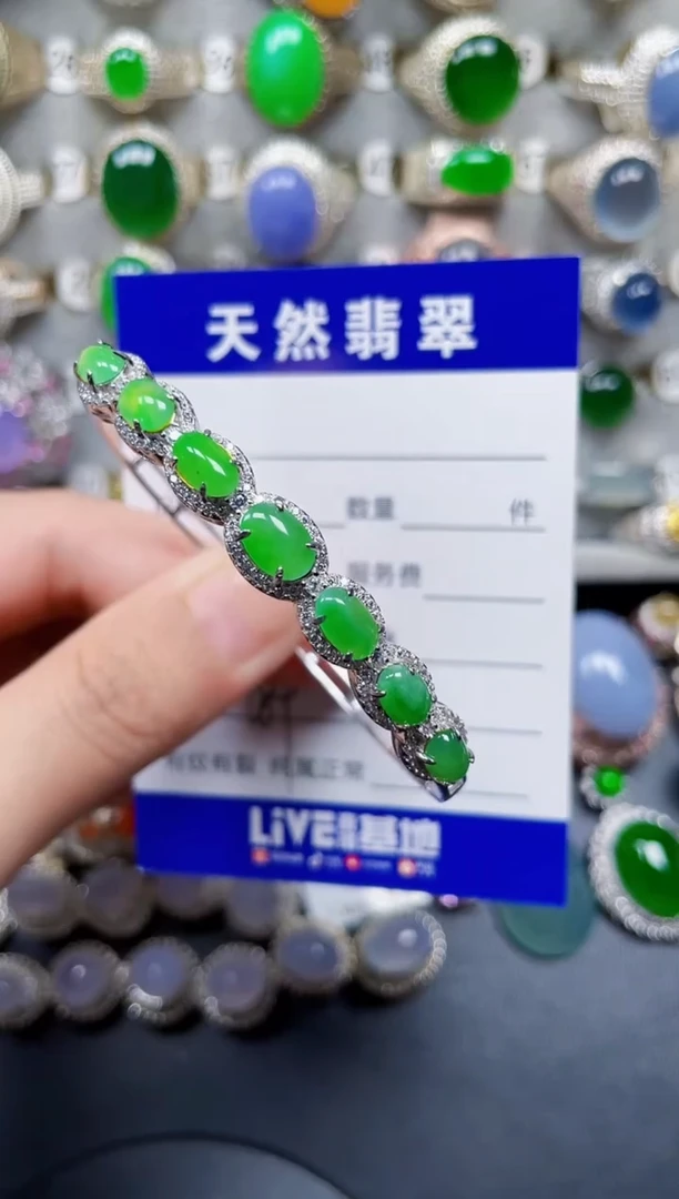银S925镶嵌手镯翡翠189