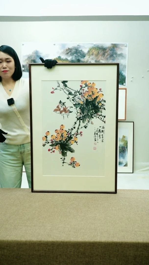 92*62李法良手绘花鸟带框