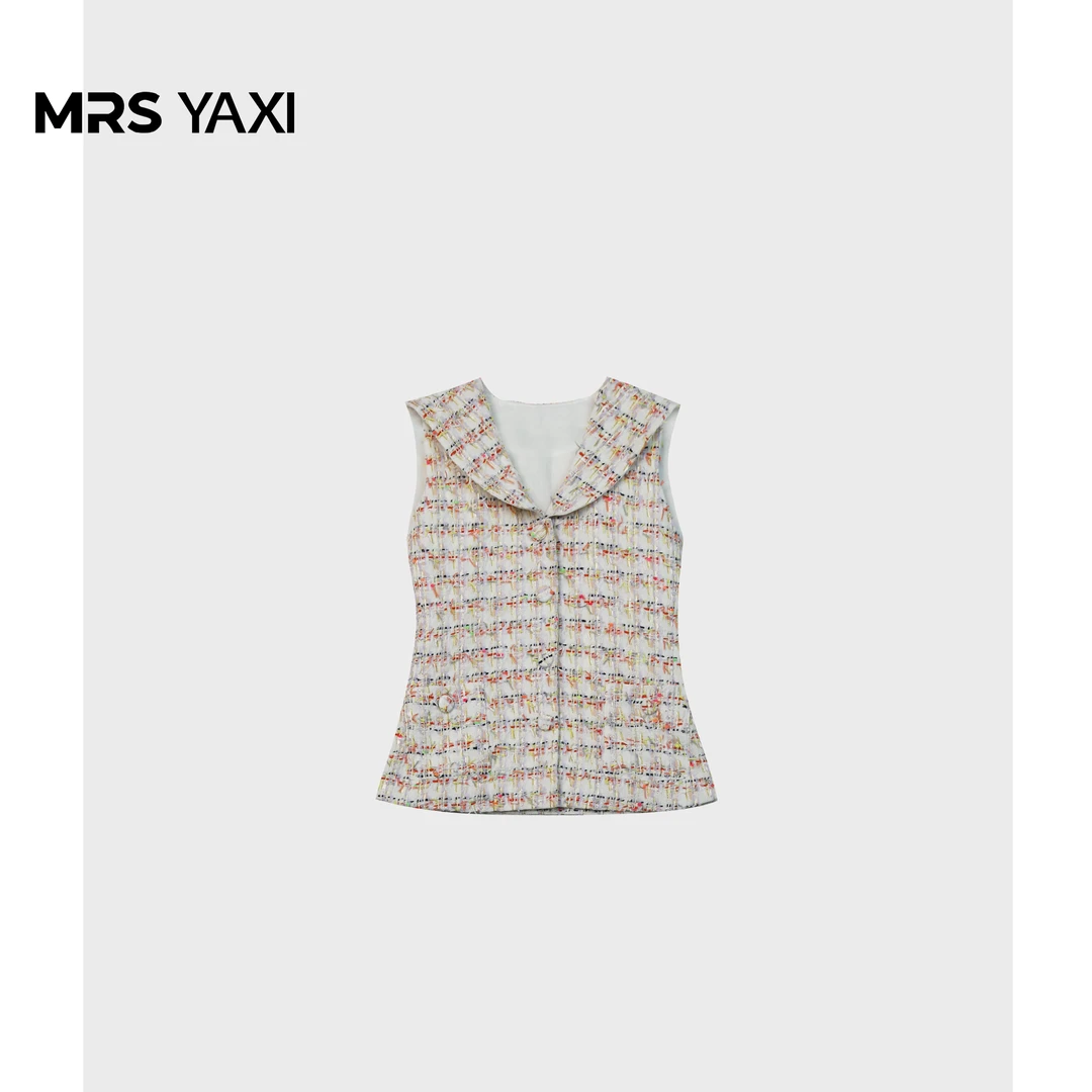 Mrsyaxi夏季新款原创海军领小香风马甲YX5041901