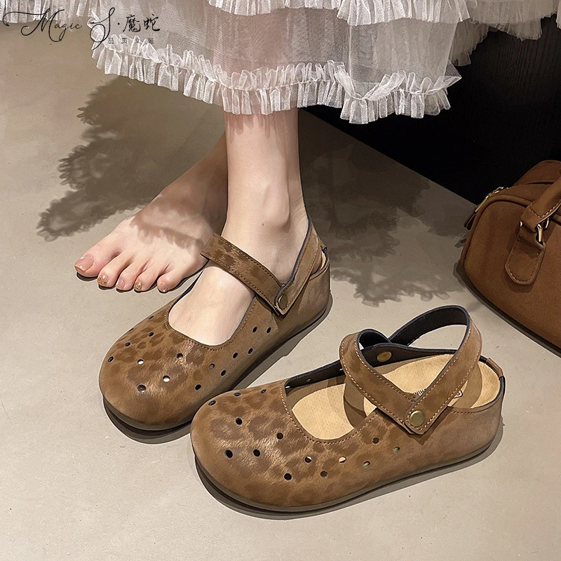 【万达撤柜】内增高厚底防滑百搭夏季单鞋女2025夏新款豹纹圆头一