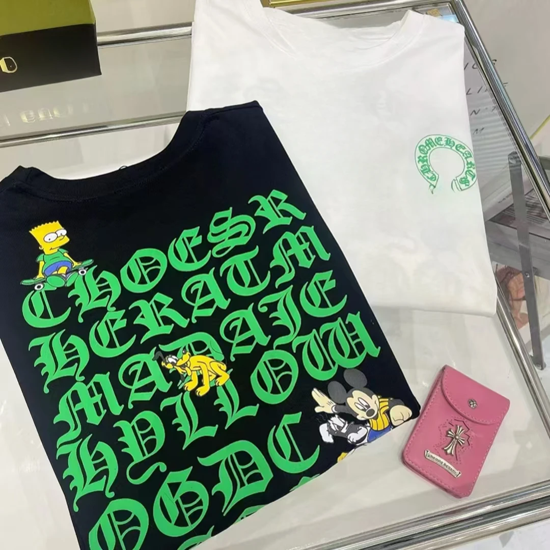 绿字辛普森卡通纯棉系列宽松女印花设计师T恤百搭夏圆领宽松短袖