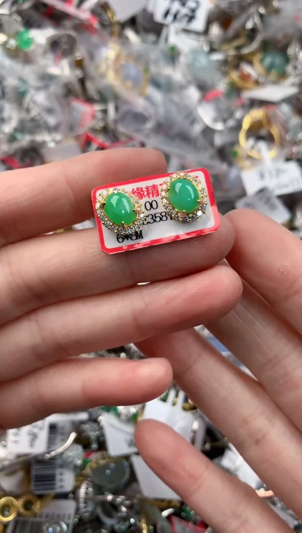 银S925镶嵌戒指翡翠333             7