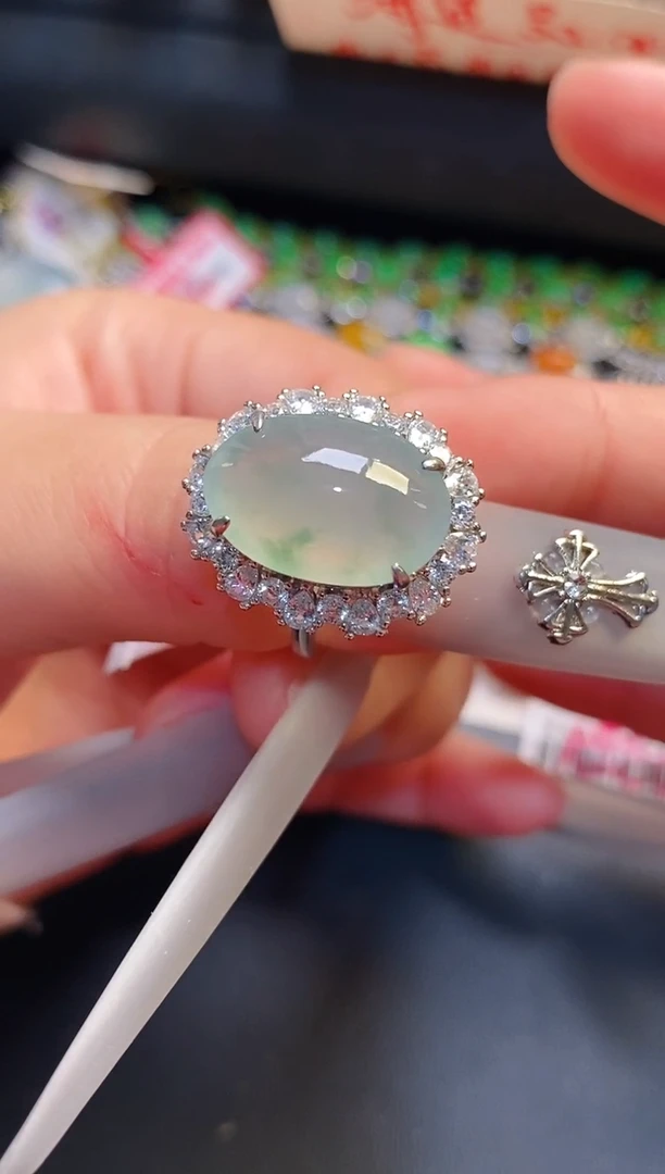 银S925镶嵌戒指翡翠天然