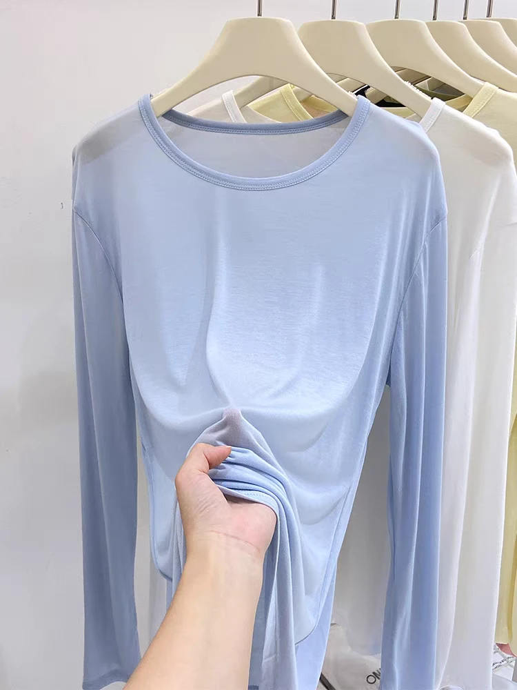 玲姐定制-夏季新款薄款防晒罩衫女宽松面膜T恤长袖上衣95010