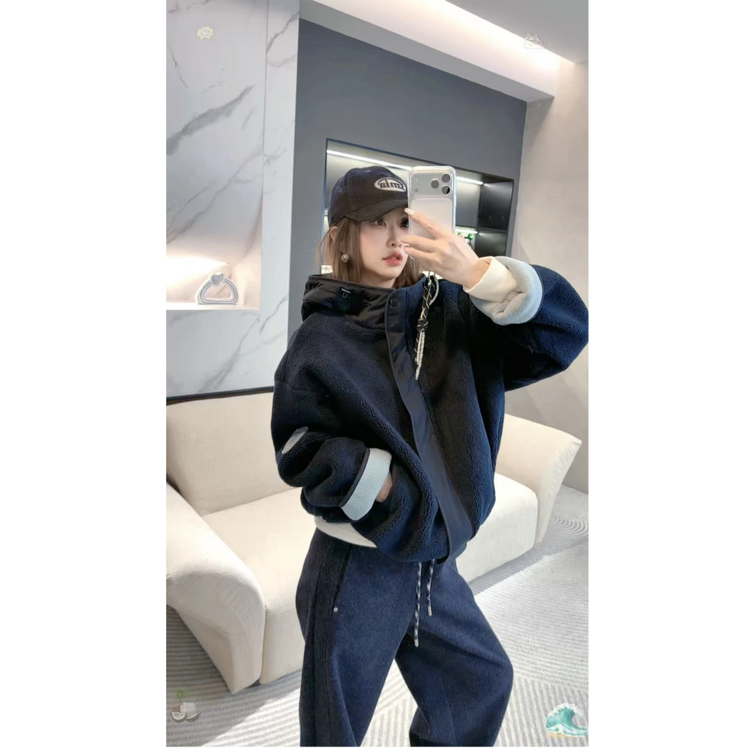 熙薇【绒感玩家】2025秋冬新款休闲颗粒绒潮牌休闲外套H6083