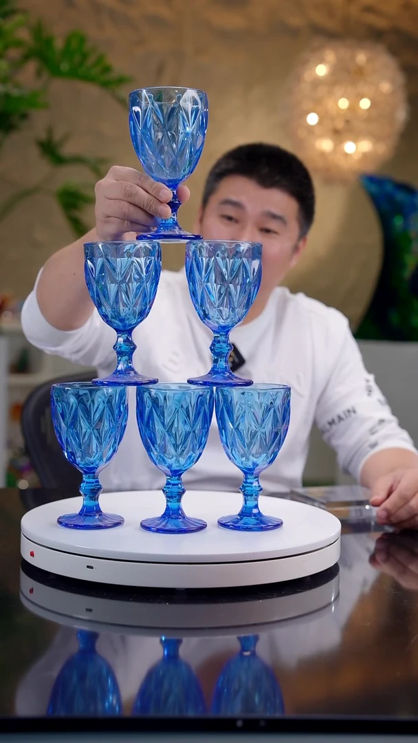 摆件宝石蓝色设计款高脚杯6只