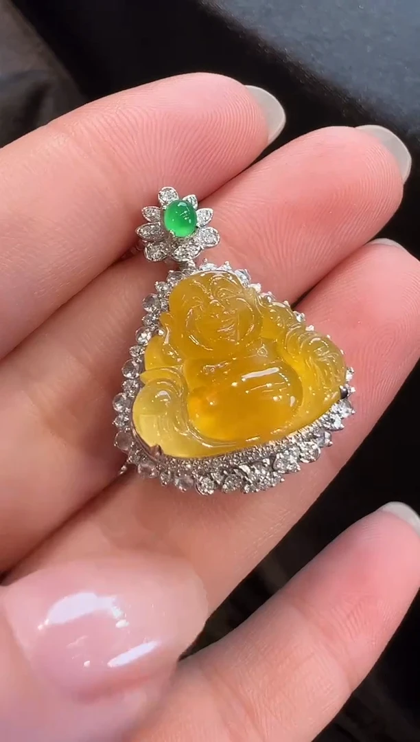 吊坠(不含链)18K金镶嵌翡翠AL6吊坠