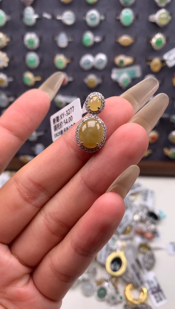 吊坠(不含链)银S925镶嵌翡翠67