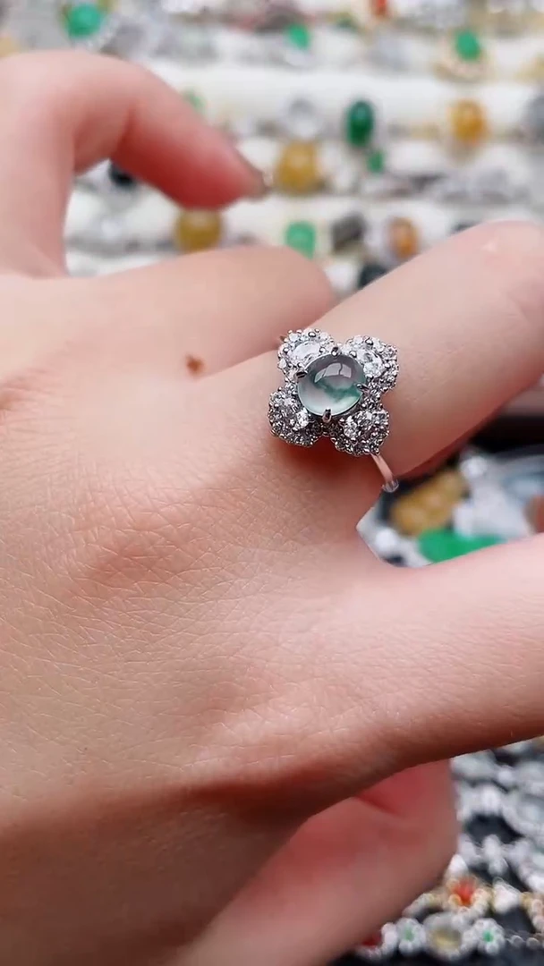 银S925镶嵌戒指翡翠37