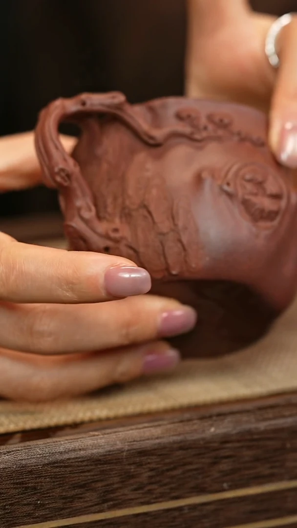 茶壶紫砂老紫泥  松桩杯  孤品杯