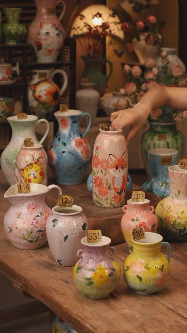 陶瓷景德镇设计师手作花器摆件侘寂风539
