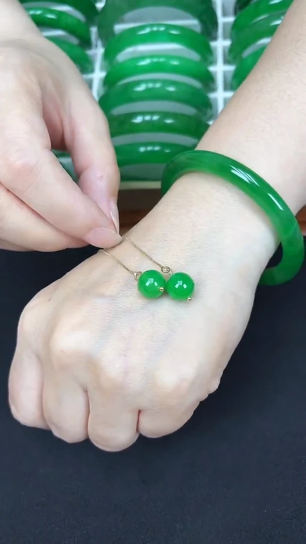 翡翠未镶嵌耳饰s2 正阳绿龙珠耳线