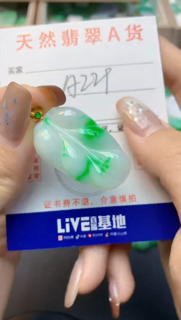 颈饰18K金镶嵌翡翠天然A货翡翠百元以上9元证书费自理