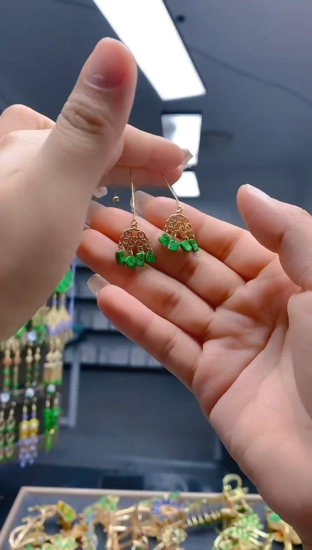 【闪购商品】翡翠耳饰合金123翡翠耳线