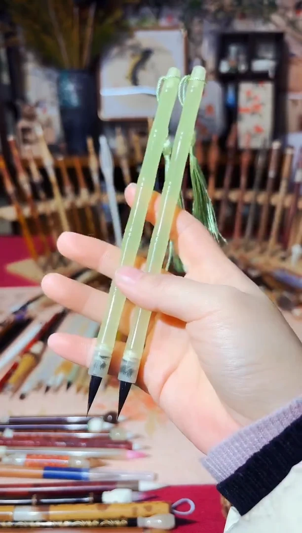 闪15 琉璃竹节笔杆天花板黑尖紫毫小楷出锋2.0（清水试笔）一支到手