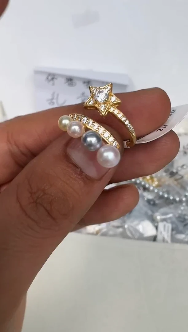 银S925镶嵌戒指海水珍珠戒指