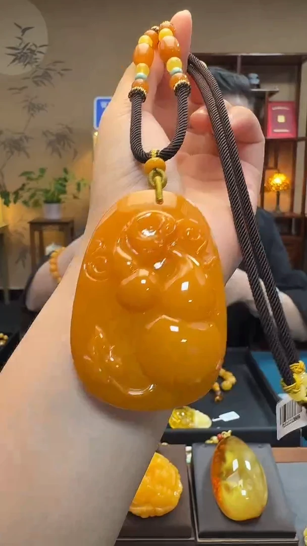 琥珀吊坠(不含链)未镶嵌天然保真蜜蜡葫芦套装（送绳子）