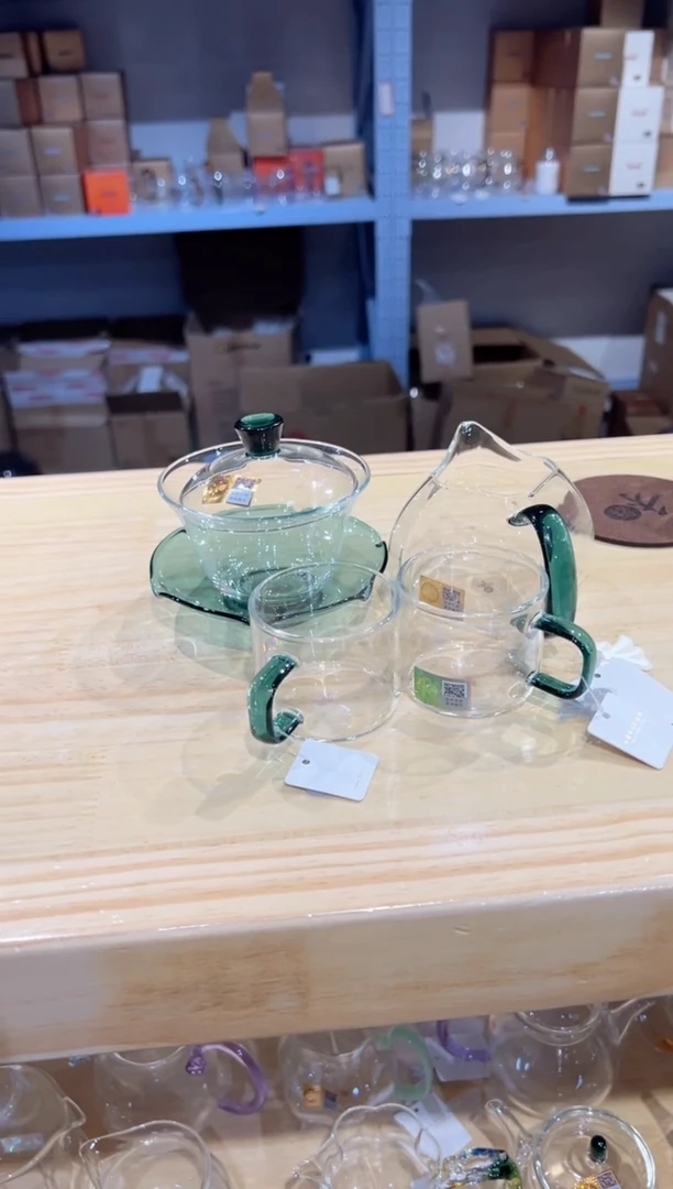 谦****i禾器-荷叶盖碗-墨绿色+悠乐茶海-墨绿+清禾杯*2