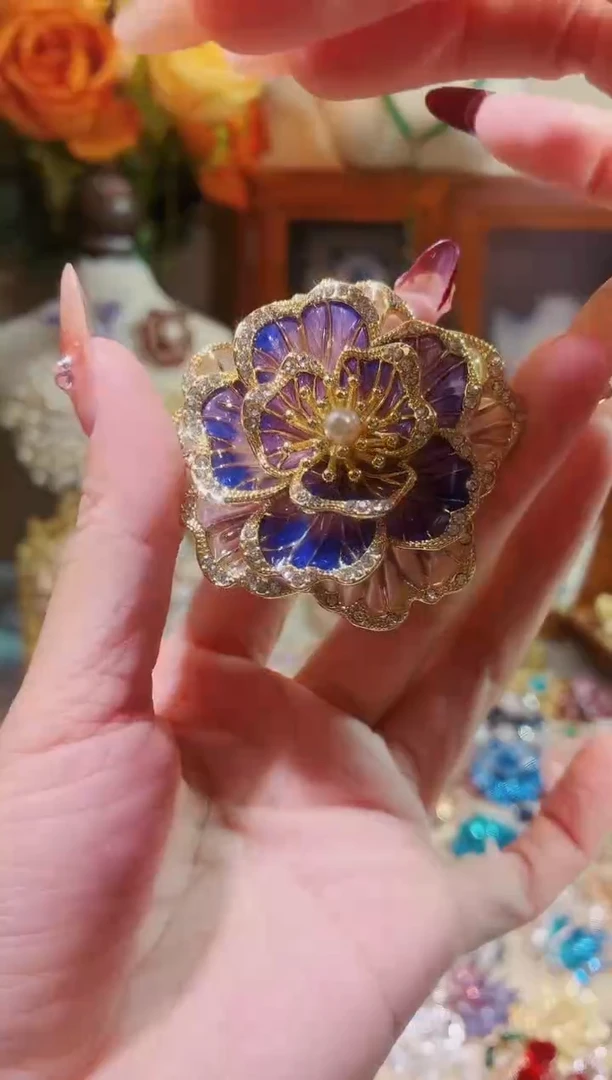 合成立方氧化锆铜合金紫色牡丹花