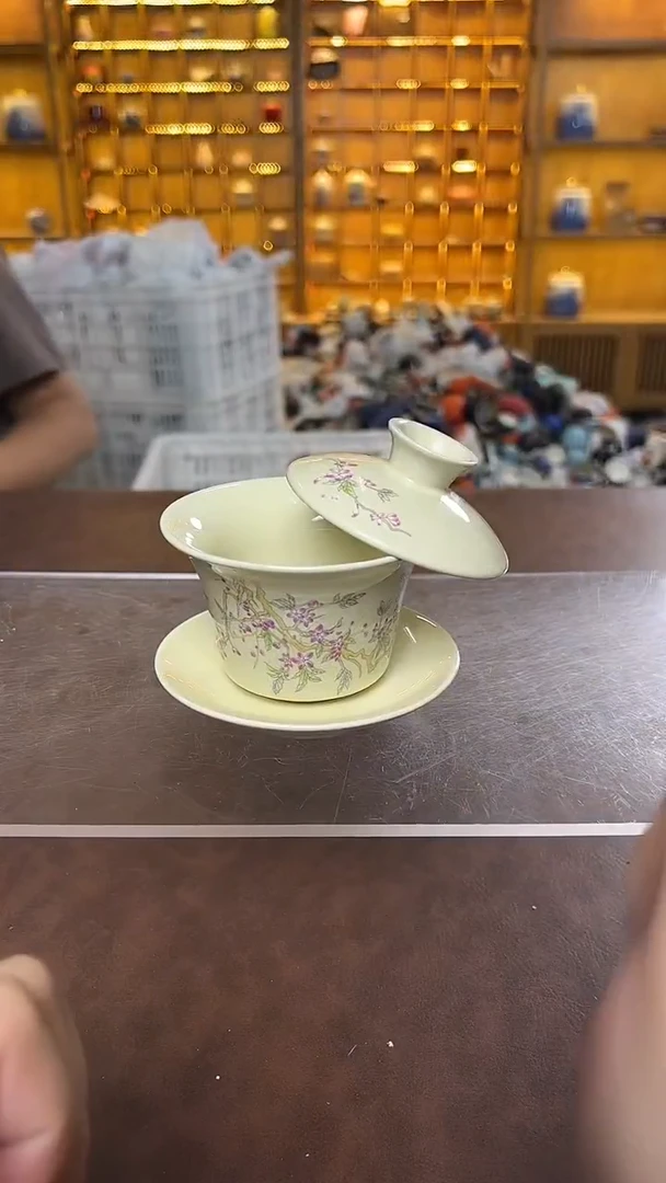 瓷片花溪陶瓷00000紫藤花盖碗