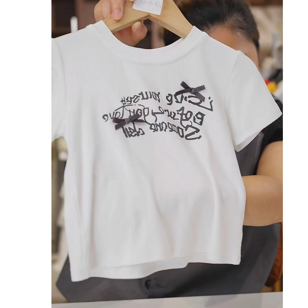 505690  韩版男童女童舒适时尚洋气百搭日常字母短袖