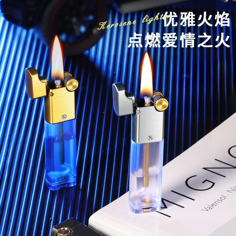 煤油打火机个性耐用超薄定制刻字砂轮送男朋友礼便携迷你可视油仓